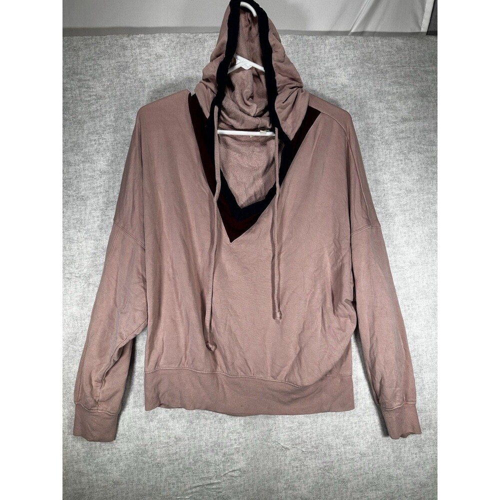 Express One Eleven Long Sleeve V-Neck With Hood Womens Size Medium Mauve Pink